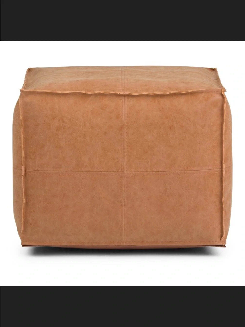 Wendal Square Pouf ottoman Distressed Fuax leather Brown - WyndenHall